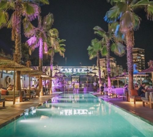 Beach club dining night time Marbella Evening meal